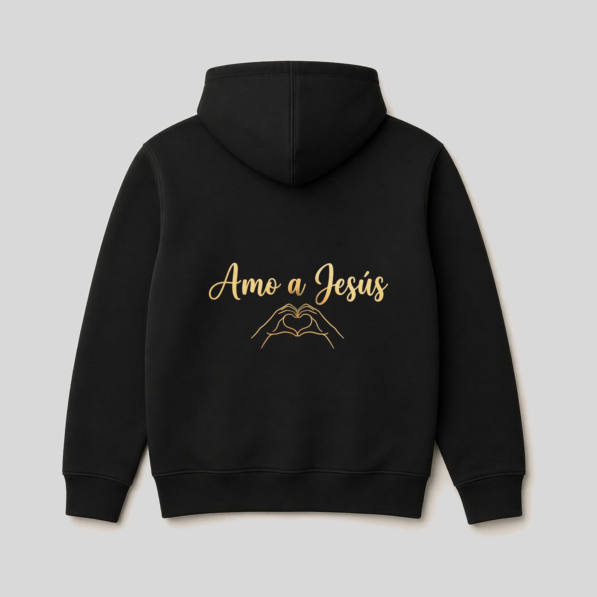 Buzo Hoodie Amo a Jesús · Negro — dorso